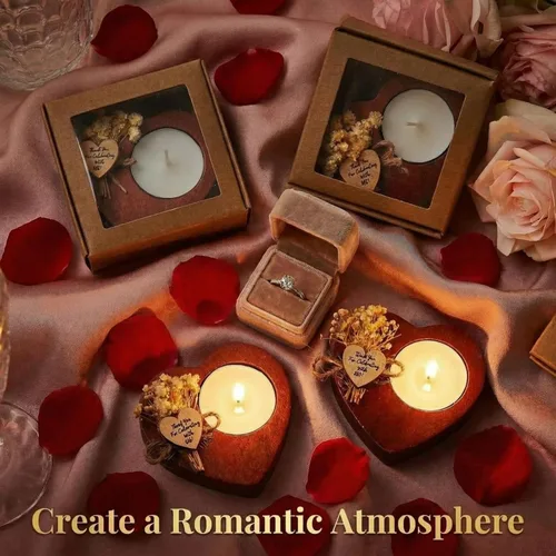 Miniatura 4 de 12 velas de boda con forma de corazón de madera rústica, regalos de agradecimiento para aniversario de invitados, decoración de fiesta de compromiso