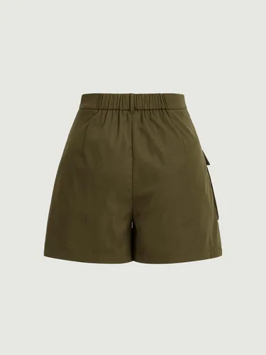 Miniatura 2 de WDIRARA Pantalones cortos cargo de verano con cintura elástica y pierna ancha para mujer, con bolsillos