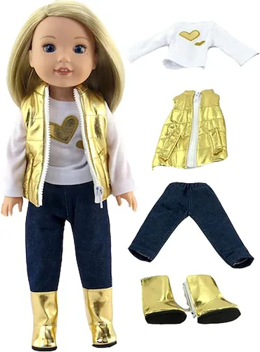 Miniatura 11 de American Fashion World Traje espacial de astronauta blanco para muñecas de 14 pulgadas Calidad premium y diseño moderno Ropa de muñecas Moda