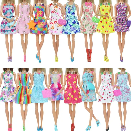 Miniatura 5 de 42 piezas de ropa y accesorios para muñecas, incluyendo 10 mini vestidos de moda, 32 piezas, zapatos, gafas, collares, bolsos, ganchos accesorios