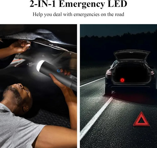 Miniatura 8 de Aspiradora de mano inalámbrica – 17000 Pa Aspiradora de coche de alta potencia con luz LED/SOS, 120 W Mini aspiradora recargable portátil