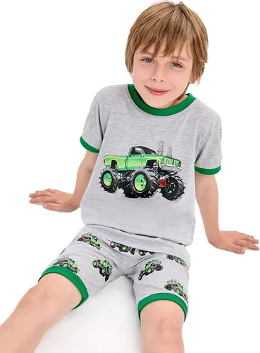 Miniatura 2 de Little Hand Pijamas para niños pequeños, diseño de camión y dinosaurio, pijamas de verano para niños, conjuntos cortos de 2 a 7 años