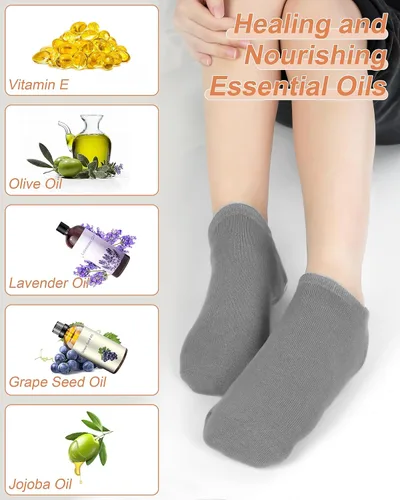 Miniatura 4 de Calcetines hidratantes, 2 pares de calcetines de loción para pies secos y agrietados para mujeres, calcetines hidratantes de pies, calcetines
