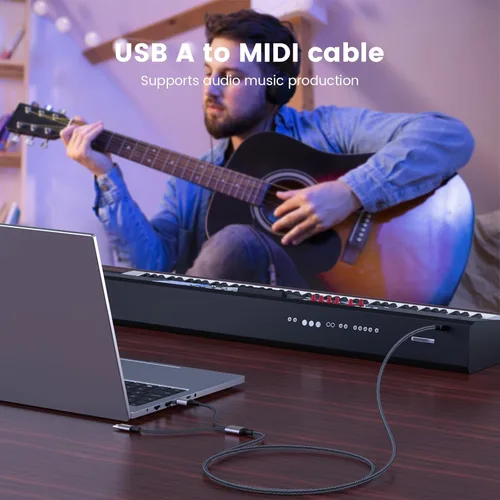 Miniatura 6 de MOSWAG Cable de impresora USB 2en1 de 3.28 pies/1M con cable USB C a MIDI, cable de impresora, cable USB MIDI USB C a USB B MIDI, cable, compatible