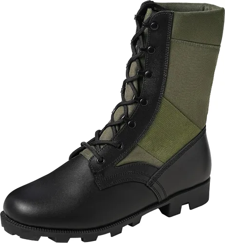 Miniatura 13 de Botas militares de WIDEWAY para hombres, botas de combate de jungla tácticas de cuero resistente al deslizamiento, negras, para hombres, todo