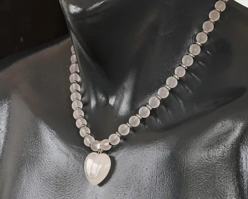 Miniatura 46 de Colgante de corazón de aventurina natural, Collar de cuentas de aventurina genuina, Collar de piedra verde, Collar de piedras preciosas, Cuentas