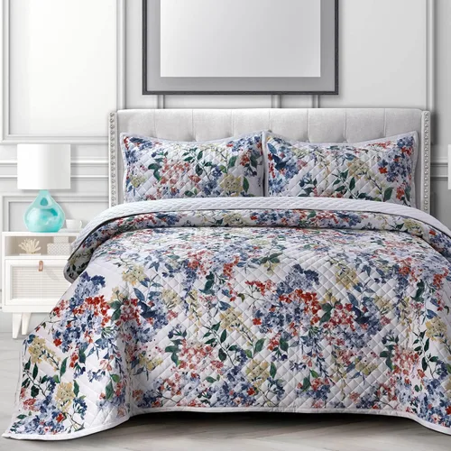 Floris - Juego de edredón de terciopelo estampado Queen Floris Multicolor