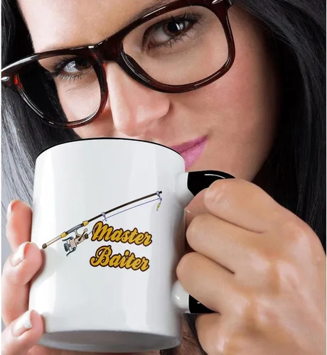 Miniatura 2 de 3dRose (mug_116326_4) Master BGaiter - Caña de pescar, divertido diseño deportivo de humor y deportes, taza negra de dos tonos, 11 onzas