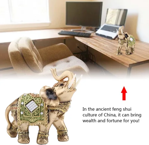 Miniatura 2 de Hilitand Estatua de elefante, estatua de elefante verde Feng Shui, escultura de riqueza, regalo para el hogar, oficina, hotel o cafetería