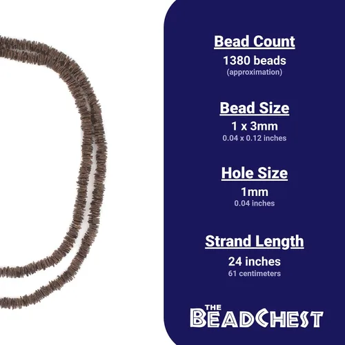Miniatura 4 de TheBeadChest - Cuentas Heishi de disco cuadrado de cobre (0.118 in)