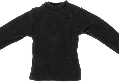 Miniatura 6 de Colaxi Camiseta de manga larga con figura de hombre a escala 1/12, ropa de muñeca en miniatura para figura de 6 pulgadas, color negro