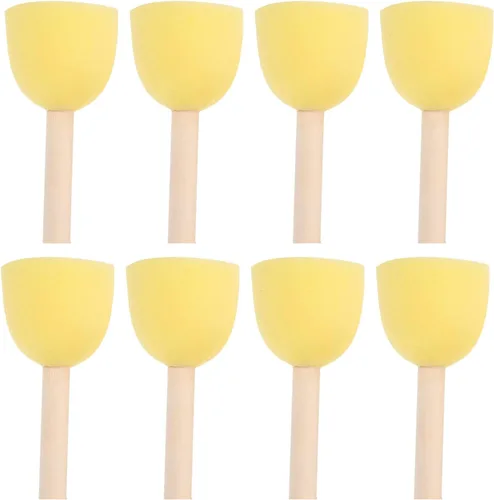 Penta Angel Pinceles de espuma de pintura, 8 esponjas de pintura de cabeza redonda de varios tamaños con mango de madera para manchas acrílicas,