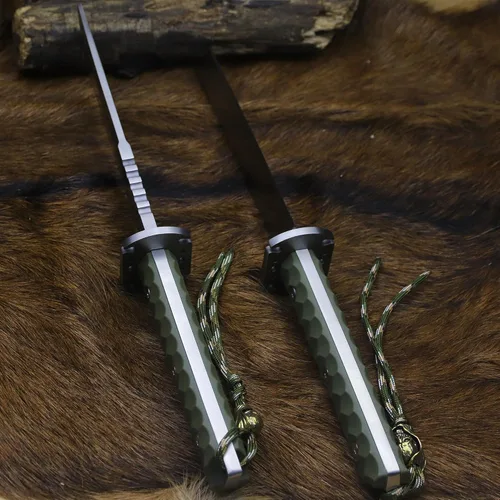 Miniatura 5 de BA-KOR Cuchillo para exteriores de estilo japonés de espiga completa de 15.8 pulgadas – acero DC53 de 0.31 pulgadas, mango y funda de fibra de Hoja
