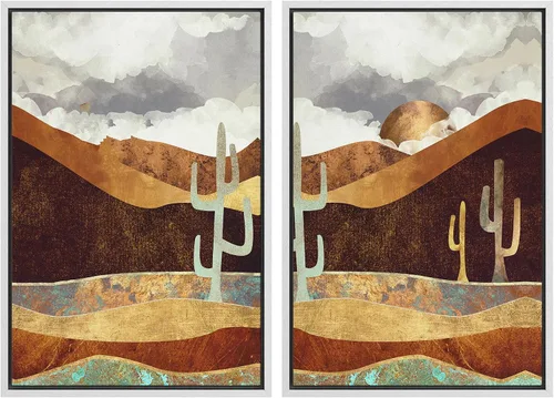 Miniatura 156 de SIGNWIN Lienzo enmarcado para pared, juego de arte sereno de paisaje de pantanos, ilustración rústica, arte moderno, minimalismo, decorativo