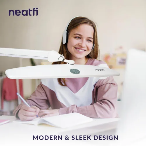 Miniatura 6 de Neatfi Lámpara de escritorio LED XL Cabeza de 20 pulgadas de ancho (blanco-2, CCT con abrazadera)