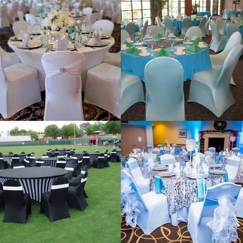 Miniatura 6 de LZY 6 piezas Fundas de Silla de Spandex Elásticas Fundas Deslizables para Fiestas de Boda, Fundas de Decoración de Sillas de Comedor y Banquete Negro