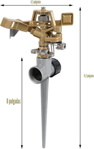 Miniatura 3 de Biswing Paquete de 2 Aspersores de Impacto con Soporte (Estaca), Cabezal de Aspersor de Césped de Aleación de Zinc Resistente sobre Base de Estaca