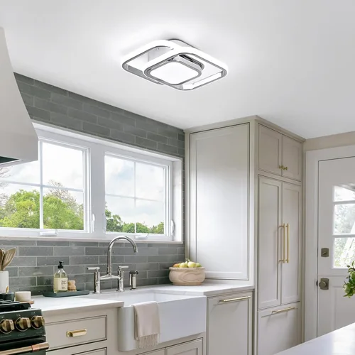 Miniatura 9 de CANEOE Lámpara de Techo Cuadrada para Pasillo, 6000K Blanco Frío Luz de Techo Moderna de Montaje al Ras, Accesorios de Iluminación LED Cromados