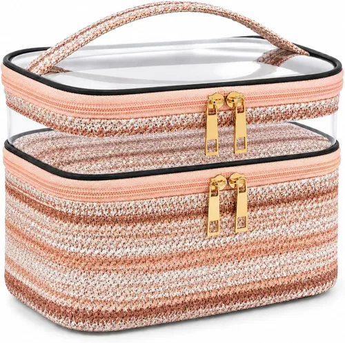 Miniatura 20 de Bolsa de maquillaje, 3 piezas de piel sintética, bolsa de maquillaje de viaje, bolsa de cosméticos para mujeres y niñas