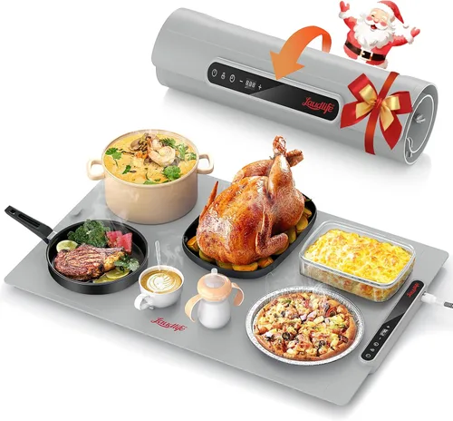 Miniatura 12 de Tapete de calentamiento de alimentos extra grande para encimera (XXL 36 x 16 pulgadas), almohadilla térmica de superficie completa con 4 ajustes