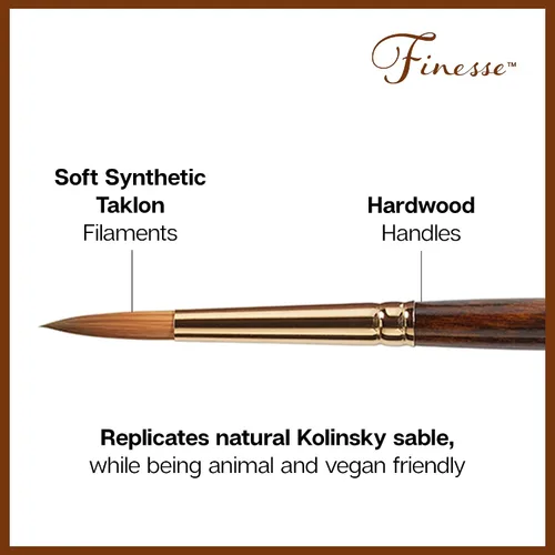 Miniatura 10 de KINGART 1010C Premium 10 Pc. / Tamaños Finesse Serie 8020 Ultra Round Juego de pinceles para acuarela, mezcla sintética Kolinsky Sable, mango corto
