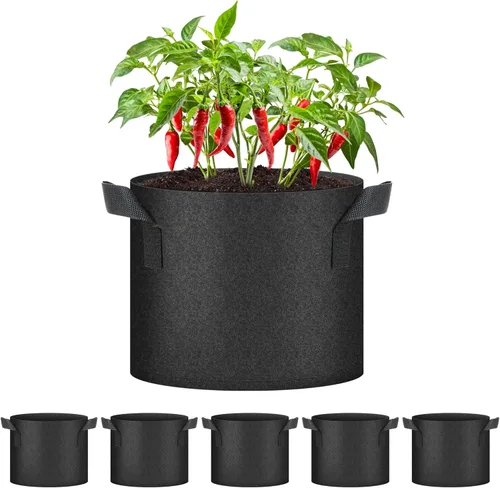 Miniatura 25 de HealSmart Paquete de 10 bolsas de cultivo de plantas de 3 galones, macetas plantadoras de tomate con asas, tela no tejida de aireación, maceta