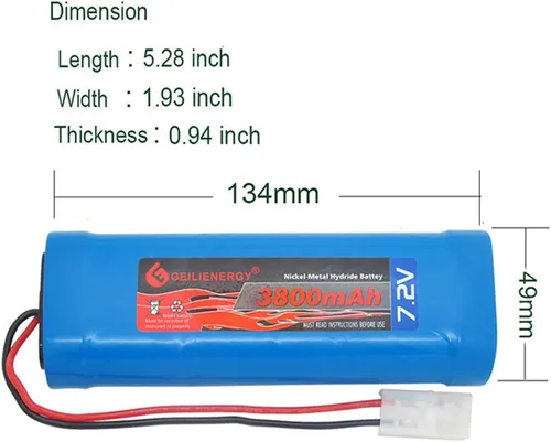 Miniatura 2 de Batería recargable de 7.2v 3800mAh NI-MH RC con enchufe Tamiya estándar para coches RC (paquete de 1)