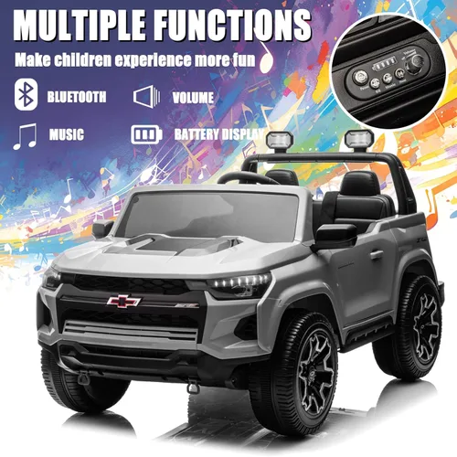 Miniatura 2 de POSTACK Coche de 24 V para niños de 2 plazas lado a lado, camión de 2 plazas, funciona con pilas, 4 ruedas con control remoto, automóvil eléctrico