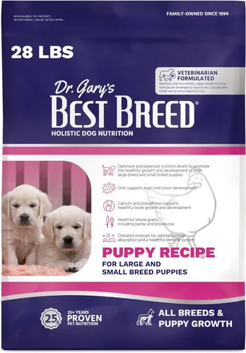 Dr. Gary's Best Breed Puppy Recipe - Alimento para cachorros formulado por veterinarios con DHA y EPA, pollo y pescado, todas las razas (bolsa de 28
