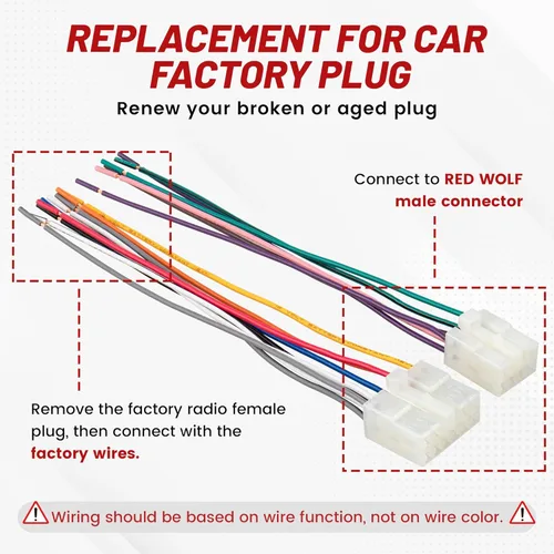 Miniatura 4 de RED WOLF Arnés estéreo para Toyota 1992-2019, Subaru 2010-2019, arnés de cable de radio hembra + conector macho sin sistema JBL añade amplificador