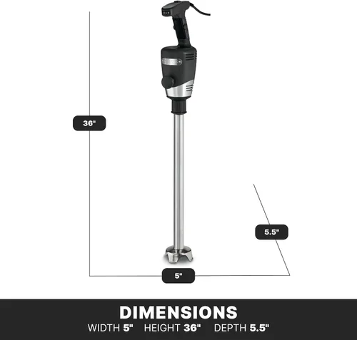 Miniatura 5 de Waring Commercial Big Stix batidora de inmersión con eje desmontable, Negro/Plateado