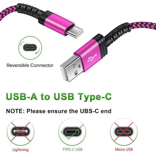 Miniatura 4 de Paquete de 3 cables Samsung de carga rápida USB tipo C de 10 pies para Samsung Galaxy S26 Ultra/A17 5G/A16/A56/S25FE/A15/A54/S24Plus/Z