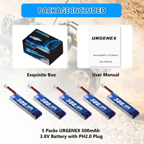 Miniatura 7 de 5 unids EMAX Batería 1S 500mAh 3.8V HV Lipo Batería 80C Alta Tasa de Descarga RC Drone Batería con PH2.0 Plug Fit para EMAX Quadcopter y la mayoría