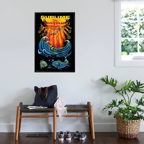 Miniatura 3 de AllPosters Póster de pared sublime, diseño de sol y pez sobre marco negro, 24 x 36 pulgadas