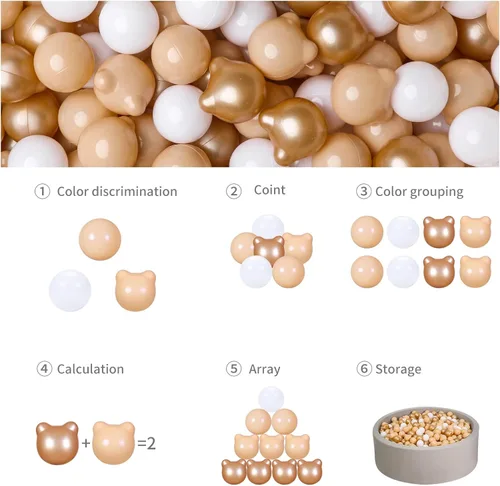 Miniatura 7 de GOGOSO Bear Ball Pit Balls Shapes BPA Free Plastic Play Balls Crush Proof Kids Toddlers Baby Pastel Pelotas Toy Shaped Giant Friendship Bracelet