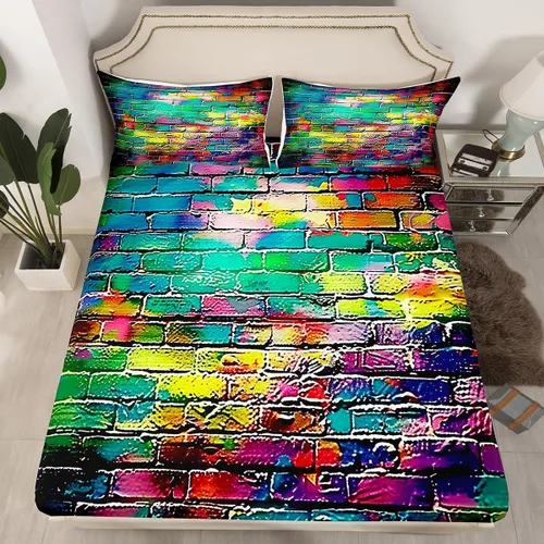 Miniatura 13 de Juego de ropa de cama ajustable con diseño de notas musicales rojo y azul, juego de sábanas para niños, mujeres y hombres, decoración de habitación