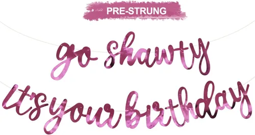 Miniatura 10 de BEISHIDA Cartel con texto en inglés «Go Shawty It's Your Birthday» con texto en inglés «No DIY Hip Hop» con tema de feliz cumpleaños, cartel de Rojo
