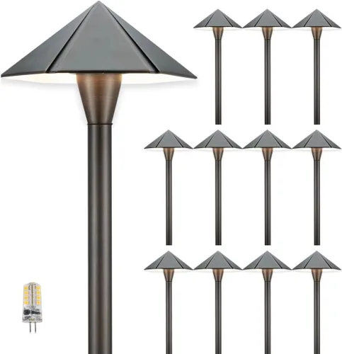 Miniatura 23 de Gardenreet Luces de camino de bajo voltaje de latón, luces LED de camino de paisaje, luces de patio al aire libre impermeables IP65, 12 V con cable