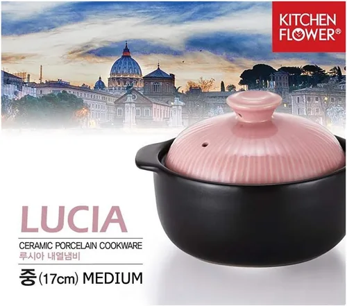 Miniatura 6 de Kitchen Flower Lucia - Olla de cocina de porcelana esmaltada natural (rosa azúcar, 33.8 fl oz)