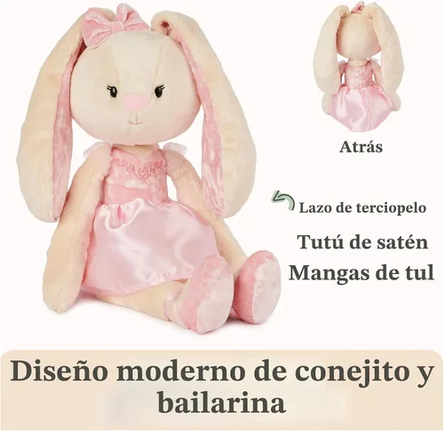 Miniatura 5 de GUND Amigos para llevar de peluche, conejita de ballet, animal de peluche de conejo para edades de 1 año en adelante, rosa, 15 pulg Conejito