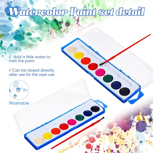 Miniatura 3 de Zhehao Juego de 150 piezas de pintura de acuarela para regalos del día de San Valentín, 8 pinturas lavables de acuarela lavables a granel