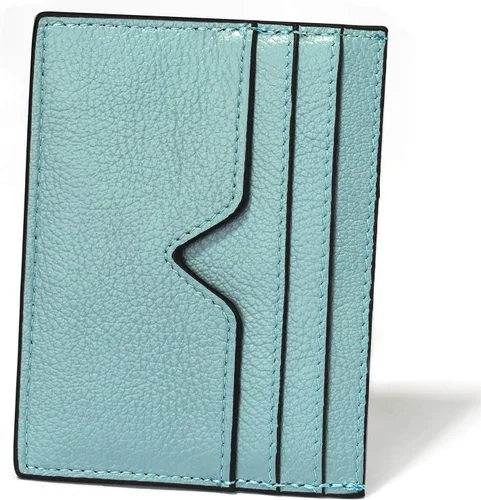 Miniatura 2 de DONWORD RFID Slim Leather Card Case Cartera Minimalista Titular de la tarjeta de crédito Clip de dinero (azul), Azul, Minimalista