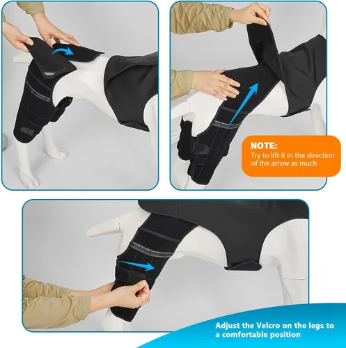Miniatura 6 de Rodillera para perro para pierna trasera desgarrada, 4 estabilizadores, soporte de cadera ajustable para reducir el dolor, lesiones de ligamentos