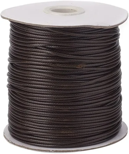 Miniatura 45 de Cheriswelry 90 yardas/rollo de 0.079 pulgadas, cordón encerado negro de poliéster coreano, joyería de cuentas, hilos para manualidades, cuerda