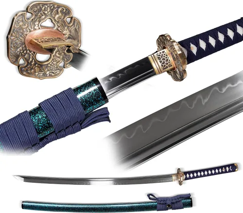 Miniatura 7 de Katana de acero templado con resorte de arcilla de 41 pulgadas, espada samurái japonesa hecha a mano, espada samurái japonesa de espada completa