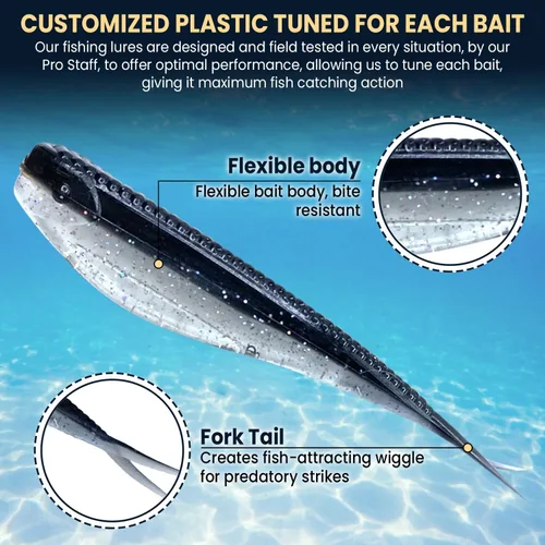 Miniatura 3 de Phat Pak Baits - Micro Drunkin Shad Tiny Fluke Style LiveScope FFS Soft Jerkbait 2.5" 30ct Soft Plastic BFS Bass Fishing Lure Yellow Perch
