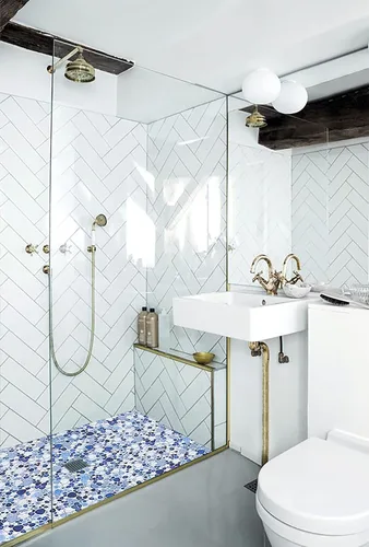 Miniatura 6 de Parrotile Azulejos Azules de Guijarros para Piso de Ducha, Mosaico para Salpicadero de Baño, Azulejos de Pared (5 Hojas)