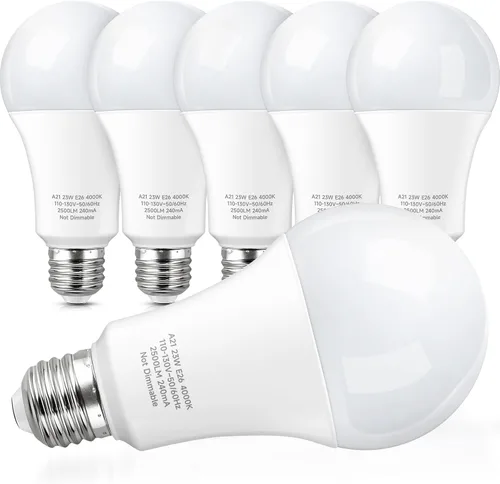 Miniatura 8 de KINDEEP Bombillas LED de 23 W, bombilla súper brillante A21, equivalente a bombilla incandescente de 150 W-200 W, bombillas LED E26, 2500 lúmenes