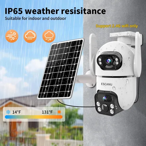 Miniatura 9 de ESCANU Cámaras de seguridad de doble lente inalámbricas para exteriores para seguridad del hogar, WiFi, audio de 2 vías, visión nocturna, detección