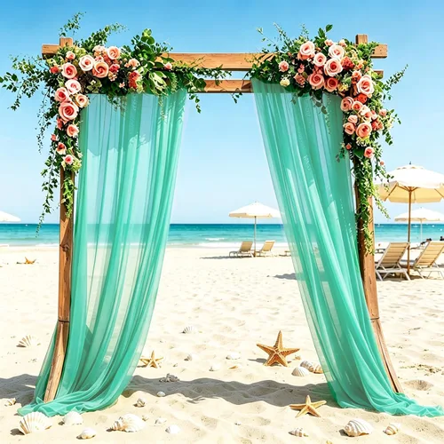Miniatura 64 de DUOBAO Cortina de gasa naranja transparente de 10 pies, 2 paneles de 29 x 120 pulgadas, cortinas de tela de gasa para ceremonia de boda, cortinas